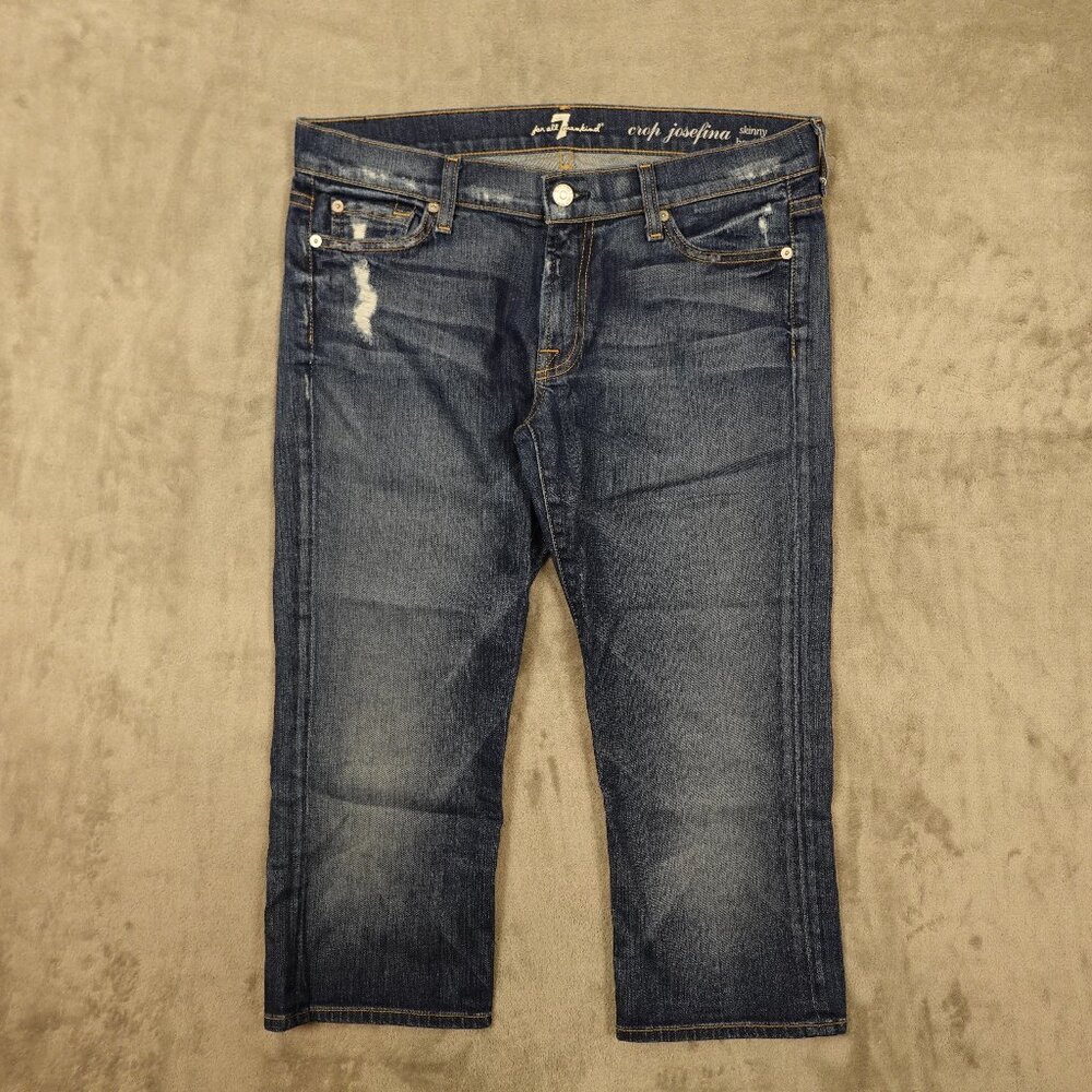7 for‎ all mankind jeans crop josefina skinny boyfriend capri women's 29 blue